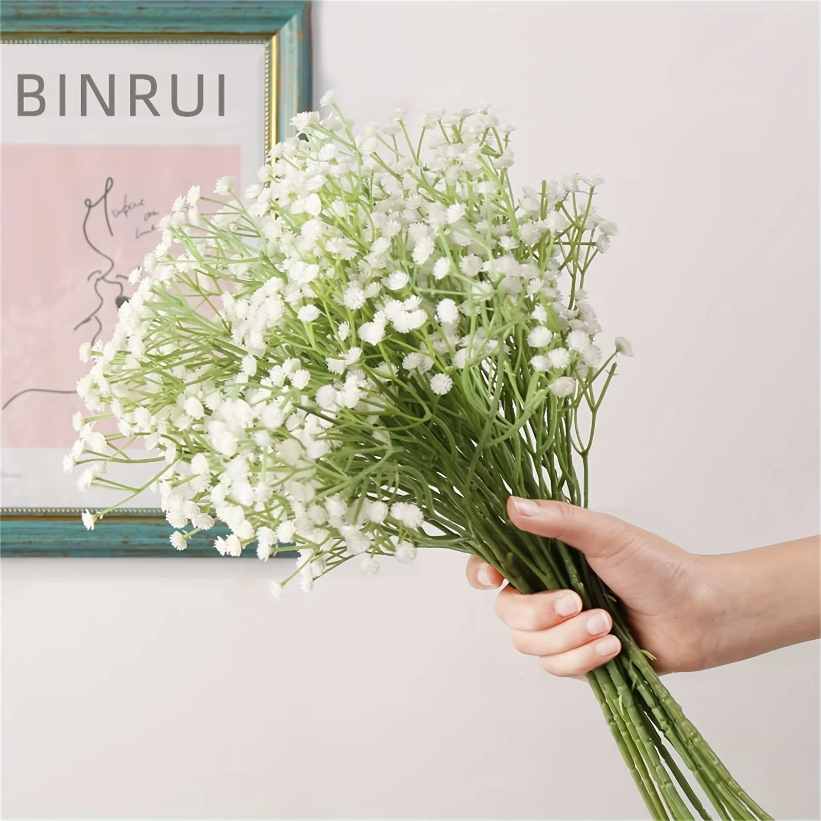 48pcs Artificial Gypsophila Flowers Bouquets, Real Touch Flowers For Wedding Party DIY Wreath Floral Arrangement Home Decoration