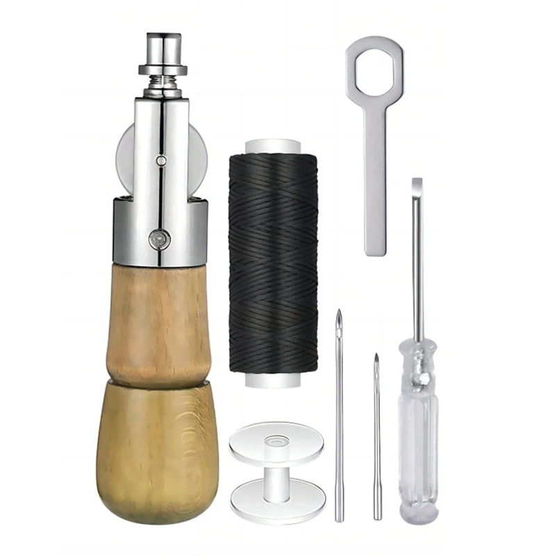 

Automatic Quilting Sewing Tool With 2 Spare Needles And Wooden Handle For Woodworking