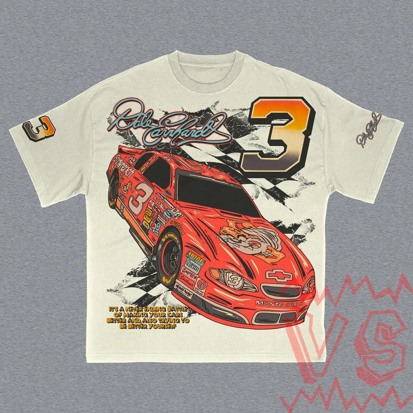 Dale Earnhardt 3 Nascar Motosport Oversized Apricot T-Shirt for Women - true deals club