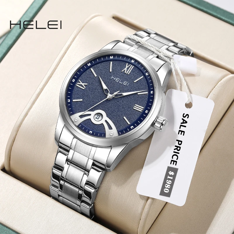 HELEI DESIGN New Models 2024 Quartz Business Watches For Men Calendar Waterproof Stainless Steel Luxury Men's Watch Casual Clock