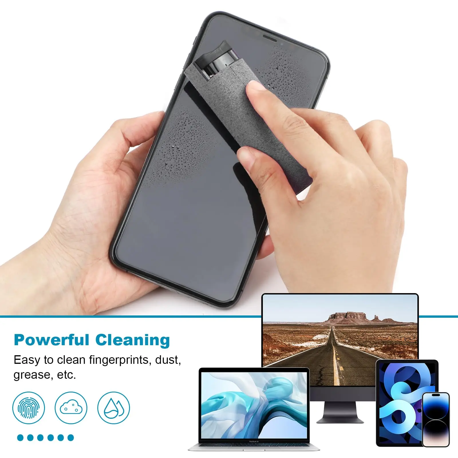 2 In 1 Phone Screen Cleaner Spray Portable Tablet Phone Touch Screen Cleaner Microfiber Cloth Set Glass Mini Cleaning Artifact 2