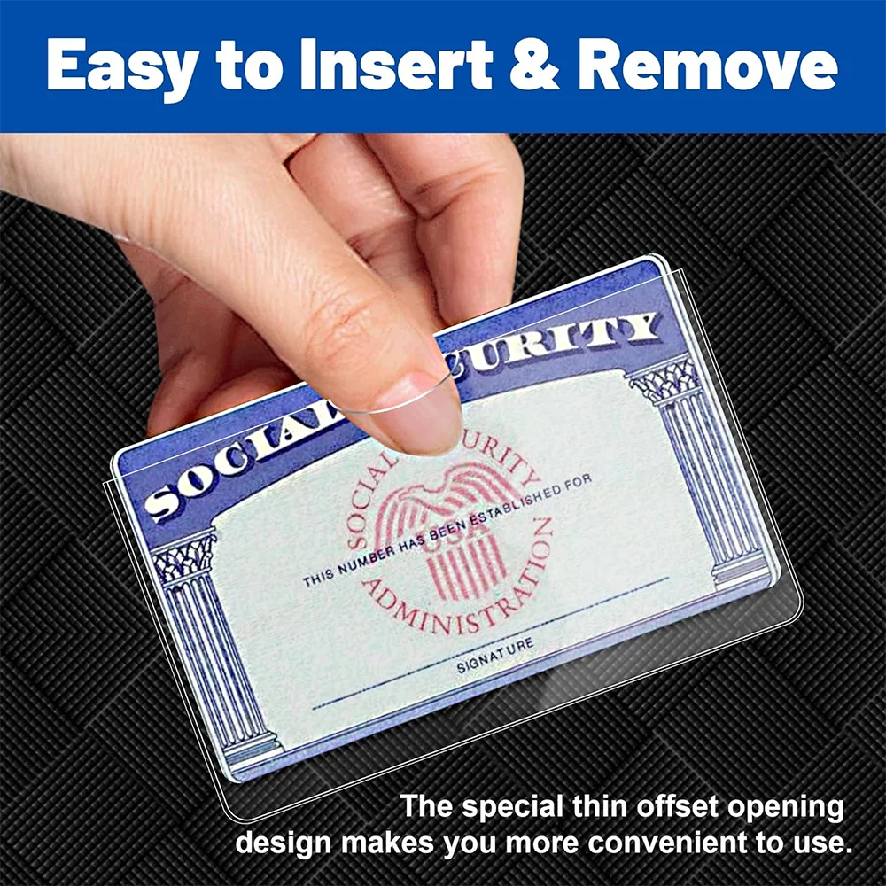12 Custodie Trasparenti Per Carte – In PVC Morbido 24mm, Impermeabili – Per Tessere SSN, Medicare, Carte Credito, Biglietti Da Visita – Antigraffio E Antiaderenti - 3