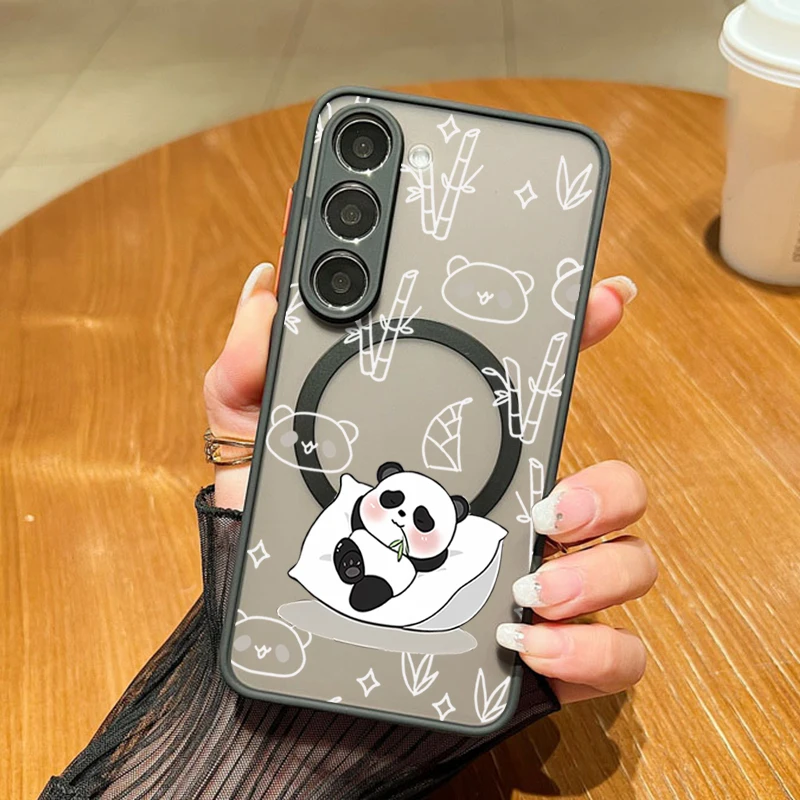 Cartoon Panda Printed Magnetic Acrylic Phone Case