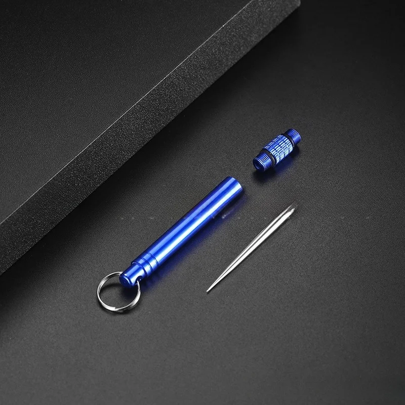 Iron EDC Telescopic Toothpick Keychain Pendant Gift Fruit Fork Camping Pocket Toothpick Holder Unpacking Tool 1PC