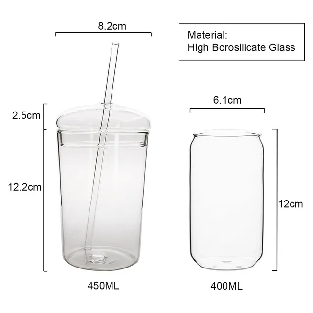 Custom Glass Cups with Lids and Straws Can Shaped Glass Cups Drinking  Glasses Iced Coffee Glasses Cup Personality Tumbler Glass - AliExpress