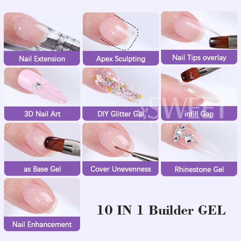 15ml Builder Nail Gel For Quick Extension Nail Reinforcement Construction Multifunctional Shape DIY Model Manicure Varnish Tools