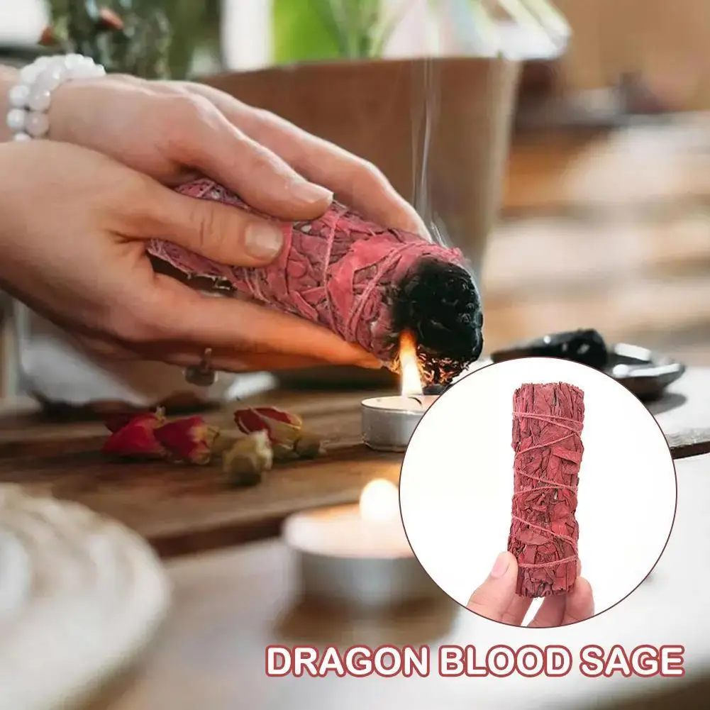 Salvia Bundles Dragon Blood Sage Red Sage Bundle Stick Per La Pulizia Domestica Rimozione Di Energia Negativa Yoga Meditazione 1Pc N3M3