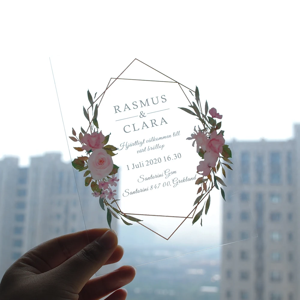 10pcs Transparent Personalized Printed Customized PVC Wedding Invitation Card Prayer wedding invitations