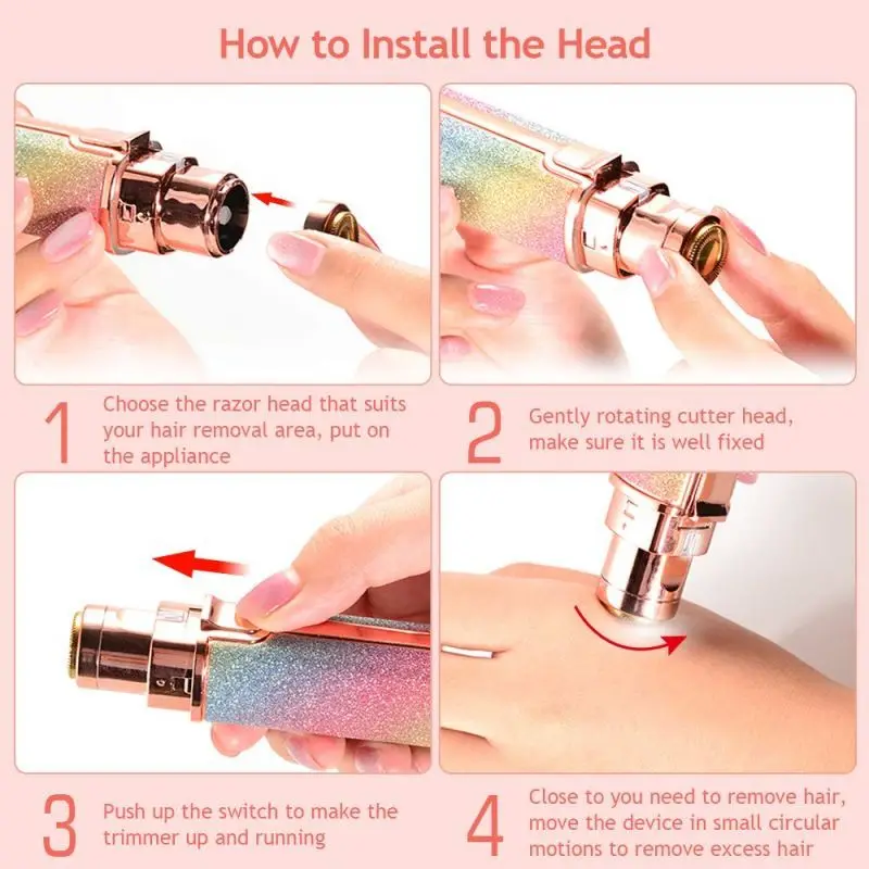 Eyebrow Trimmer Set Eyebrow Trimmer Electric Epilator Hair Shaver Facial Hair Remover Hair Remover Electric Eyebrow Trimmer Epilator Face Brow Hair Remover For Female Painless Safety USB Charging Hair Remover For All Body Use