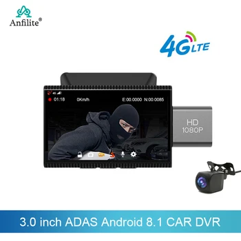 대시 캠 자동차 Dvr 블랙 박스 GPS 안드로이드 8.1 후면보기 미러 자동 대시캠 레코더, BT 와이파이 4G ADAS 듀얼 렌즈 자동차 카메라 24H 파크