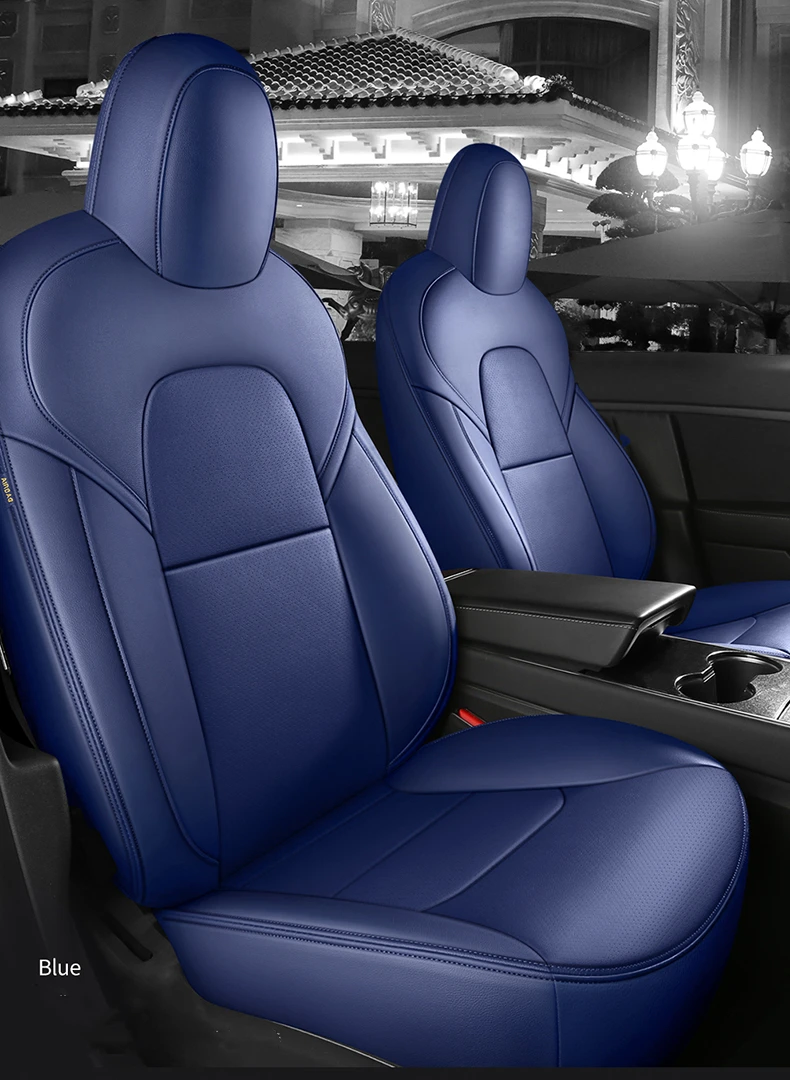 For Tesla Model 3 Y Custom Fit Car Seat Cover Accessories For Tesla 360 Degree Full Covered Perforated Artificial Leather