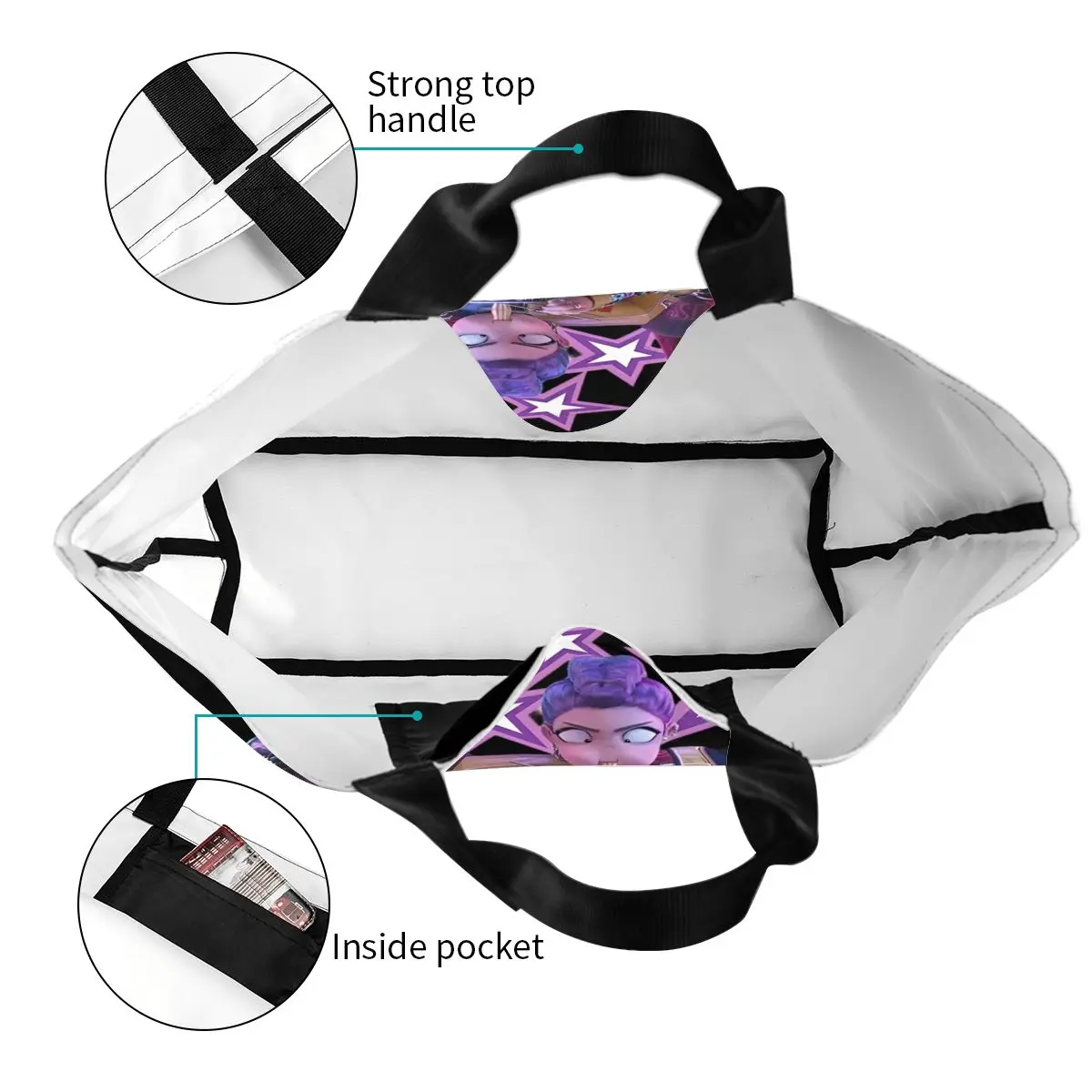 Kpop Demon Hunters Huntrix Top Handle Bags Large Capacity Unique