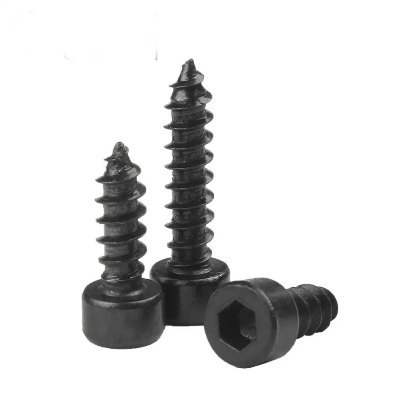 Hex Hexagon Socket Cap Head Self Tapping Screw 8.8 Grade Black Carbon Steel Allen Head Scre 10pcs/lot
