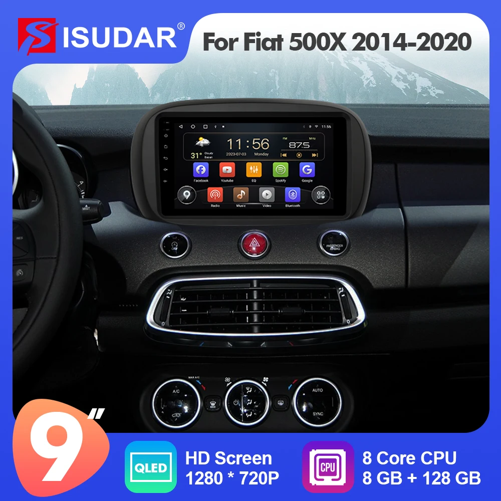 9 Pollici Isudar Android 12 Autoradio Per Fiat 500X 2014-2020 Carplay Auto Multimedia Player Stereo Gps No 2Din