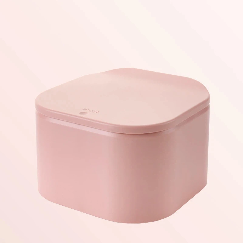 Mini Press Type Pop-up Trash Can Plastic Solid Color Nordic Style Small Covered Trash Can Living Room Table Office Desk TrashCan