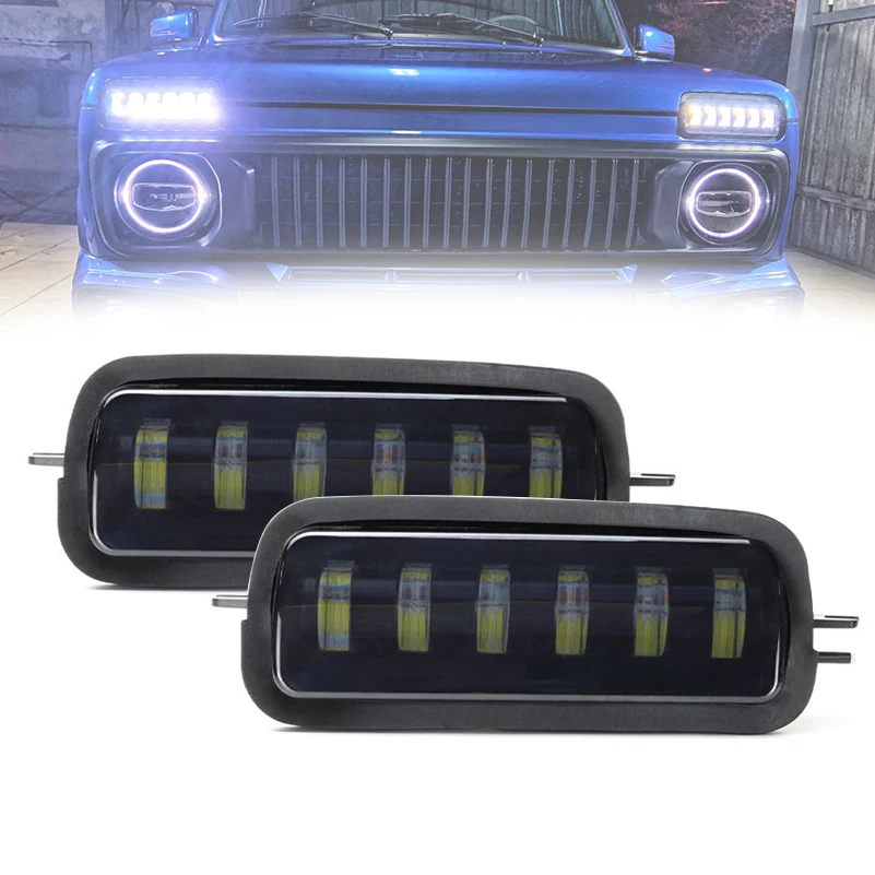 

For Lada Niva Urban 4x4 Aluminum LED Drving Car Lights For VAZ 2110-2114 Front Fog Light,Daytime Running Light With Turn Signal.