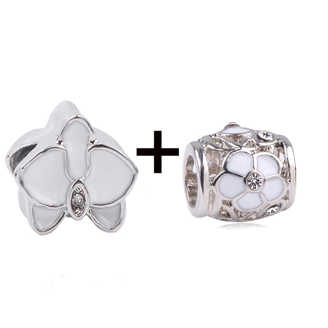New Design White Heart Charm Beads Pendant Fit European Style Brand Bracelets Necklaces For Women Jewelry Making