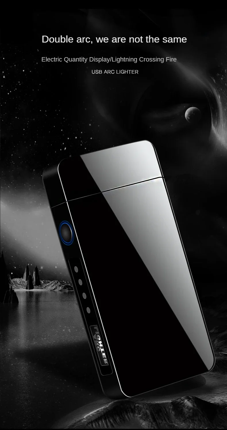 Portable Windproof USB Double Arc Lighter Touch Sensor