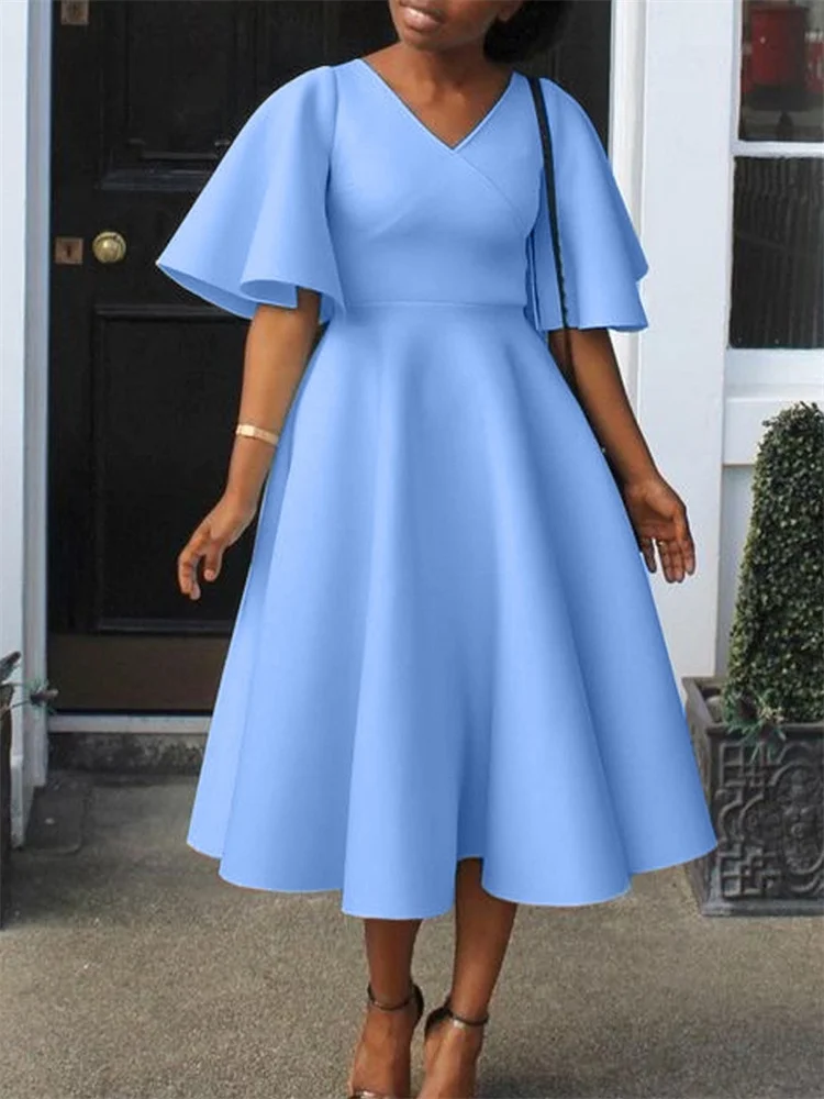 Wmstar Dresses for Women V Neck Elegant Fashion Party Maxi Dress New in Summer Fashion Clothes Wholesale Dropshipping S-3XL