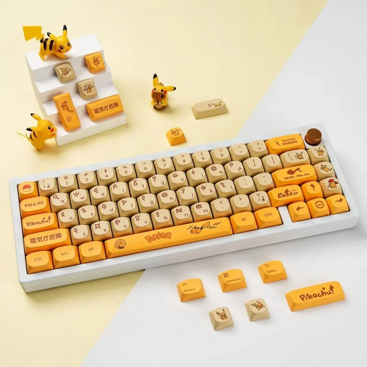 Pbt Keycaps para Teclado Mecânico Gaming Anime Keycap Pikachu Pokemon Perfil Baixo Personalizar Dye Sublimação 129 Chaves