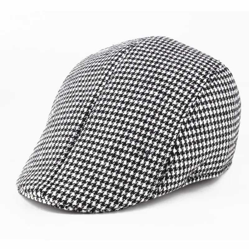Autumn and checkered duck hat brushed fabric warm beret classic winter cap_voghion.com