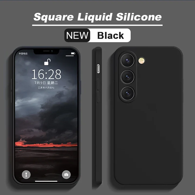 thumbnail image 1 of Coque carrée en Silicone liquide, étui souple antichoc pour Samsung Galaxy S24 S23 S22 S21 S20 Ultra Plus FE A54 A53 A52 A73 5G 4G, nouvelle collection, 1 of 5