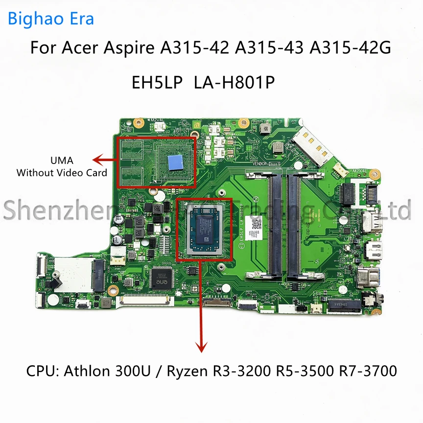 para Acer Aspire A31542 A515-43 A315-42g A515-43g Laptop Motherboard com Cpu Amd 300 R33200 R5-3500 R7-3700 Uma Eh5lp La-h801p