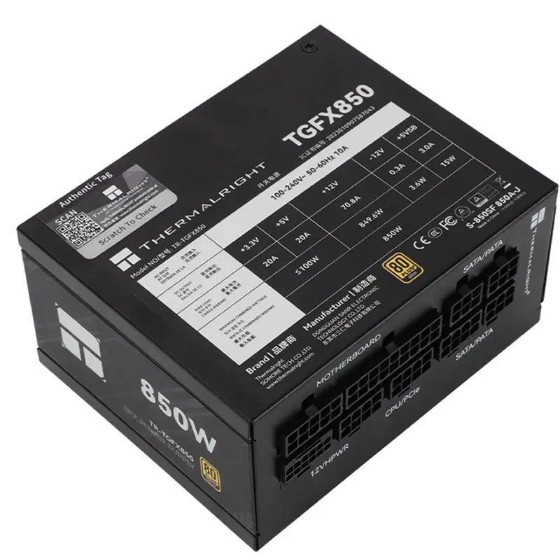 Thermalright TR-TGFX850 SFX 금메달 풀 모듈 컴퓨터 케이스용 전원 공급 장치는 ATX3.0/Pcie5.0 850W EU 플러그를 지원합니다.