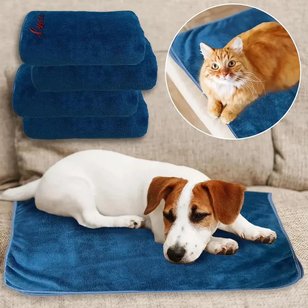 1/2pcs Quick Drying Dog and Cat Towels Soft Fiber Towels Bath Towel Pet Bathrobe Covenient  Cleaning Towel Pet Supplies