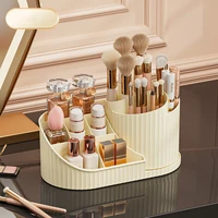 Makeup Organizer Carousel with 360 Degree Rotation  Plastic Countertop Cosmetic Storage Display Multi Compartment Organizer 1