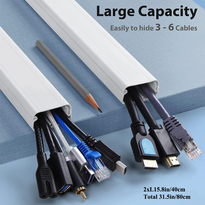 TV Cord Cover Cable Concealer Cord Hider for Wall Mounted TV Paintable Wall Cable Cover to Hide Wire 2 pcs 31.5 inch