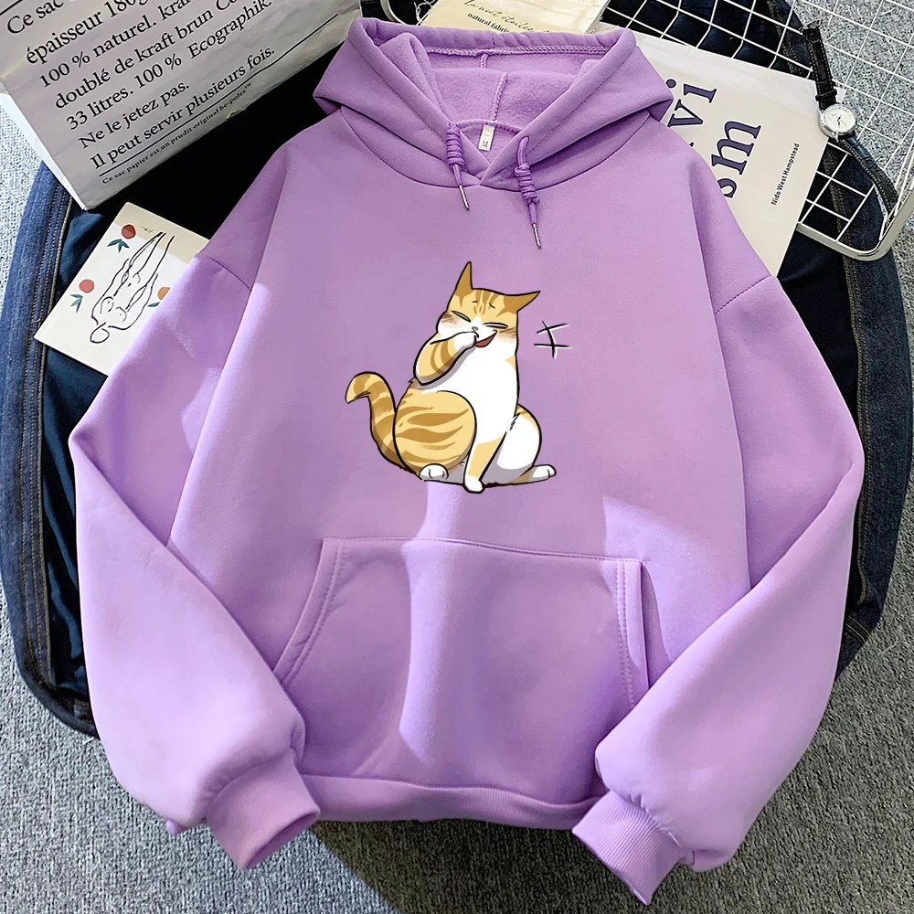 thumbnail image 1 of Eleceed-Sudadera con capucha para mujer, ropa de calle con estampado divertido de gato de dibujos animados, moda coreana, Top femenino, 1 of 4
