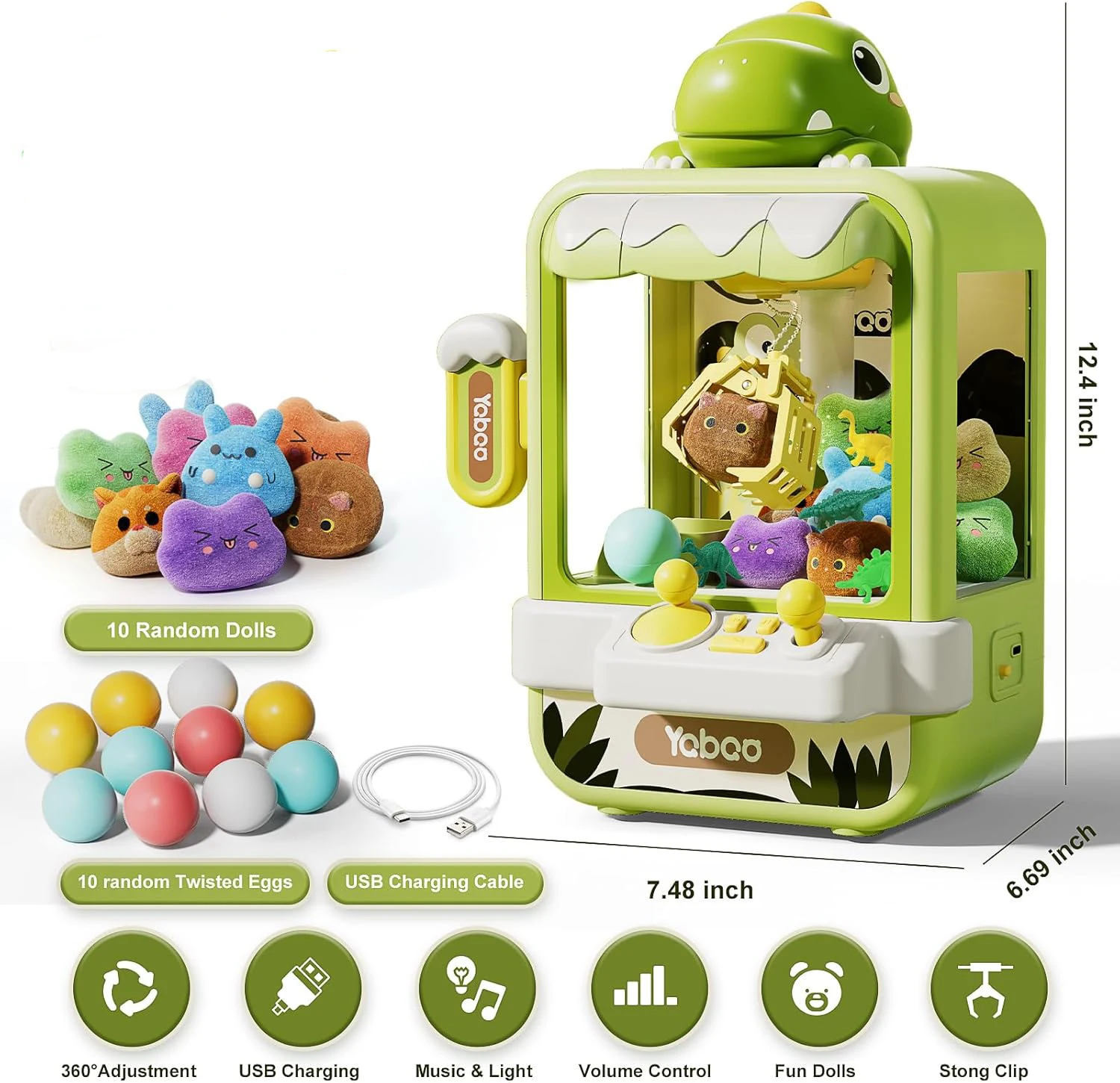 Dinosaur Claw Machine for Kids Electronic Catch Doll Game with Music Kids Vending Arcade Game Machine Birthday Gifts Toys 5