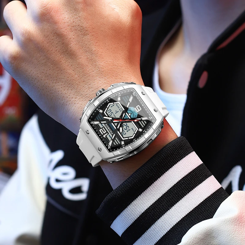 LIGE Top Brand Men's Watches Luxury Square Quartz Watch 5Bar Waterproof Luminous Chronograph Dual Display Watch Men Date Clock 3
