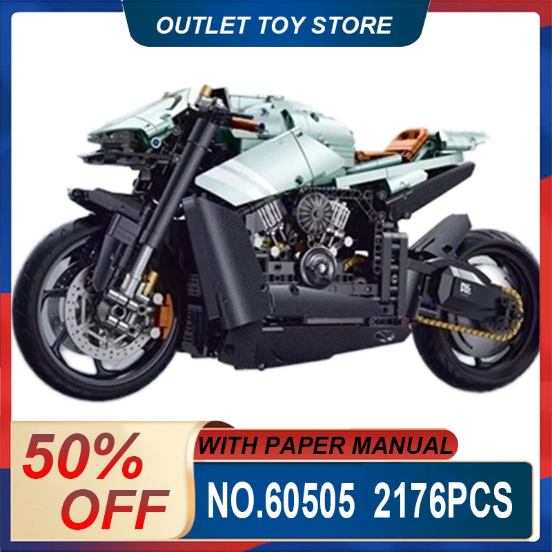 

GULY 60505 MOC Technical Motorcycle 2176pcs Building Blocks Bricks 1:5 Motorbike Model Puzzle Toy Christmas Gifts For Kids