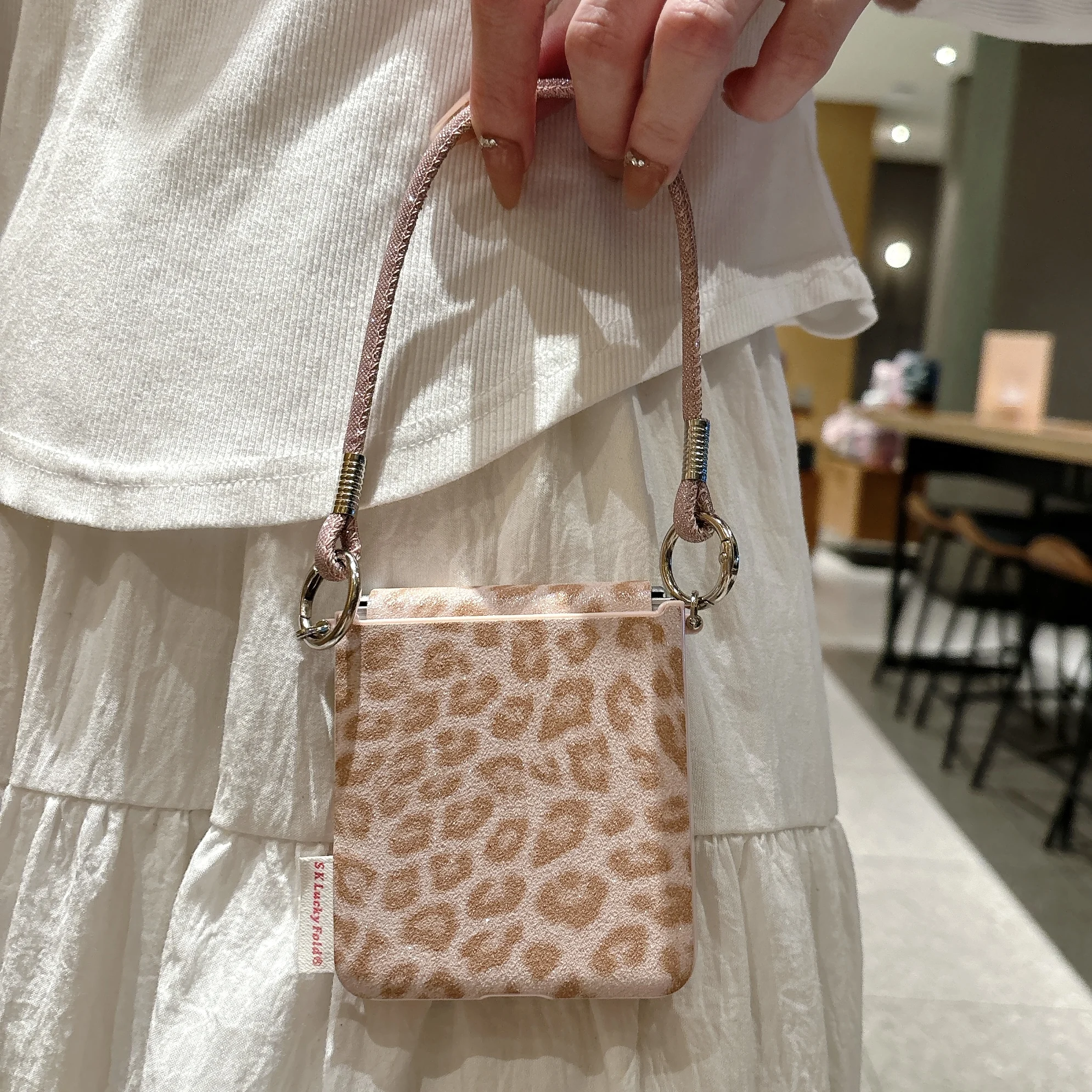 Luxury Leopard Print Phone Case with Wrist Strap - Shockproof Hard Cover