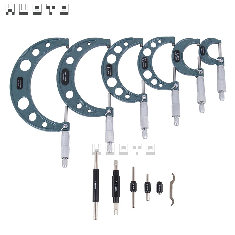 0 150mm Outside Micrometer Set Ratchet Stop Type 0 100mm (0 25mm/25 50mm/50 75mm/75 100mm) Metal