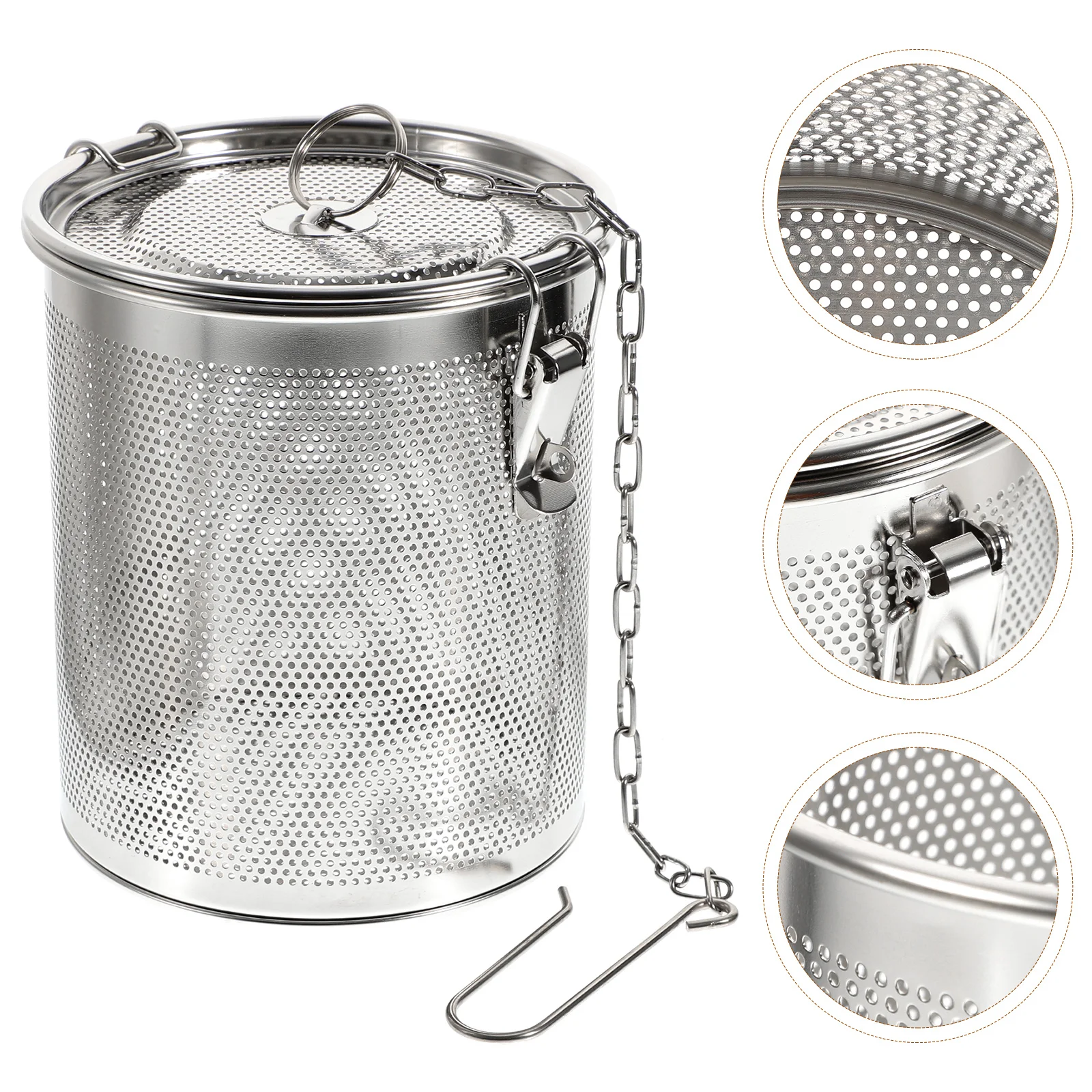 

1pc Stainless Steel Seasoning Soup Brine Basket Seasoning Bag Gravy Soup Taste Spice Bag Box (14x15 Silver)