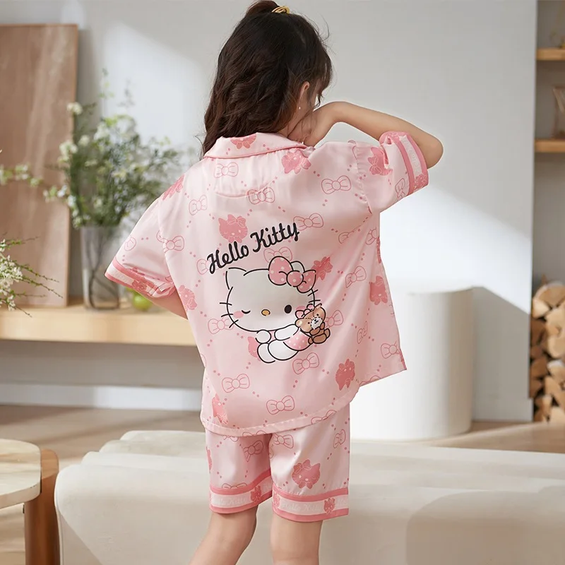 Conjunto de pijama de algodão kawaii infantil, Sanrio Kuromi Cinnamoroll,  pijamas fofos dos desenhos animados, Melody Kids, roupas domésticas, verão  - AliExpress