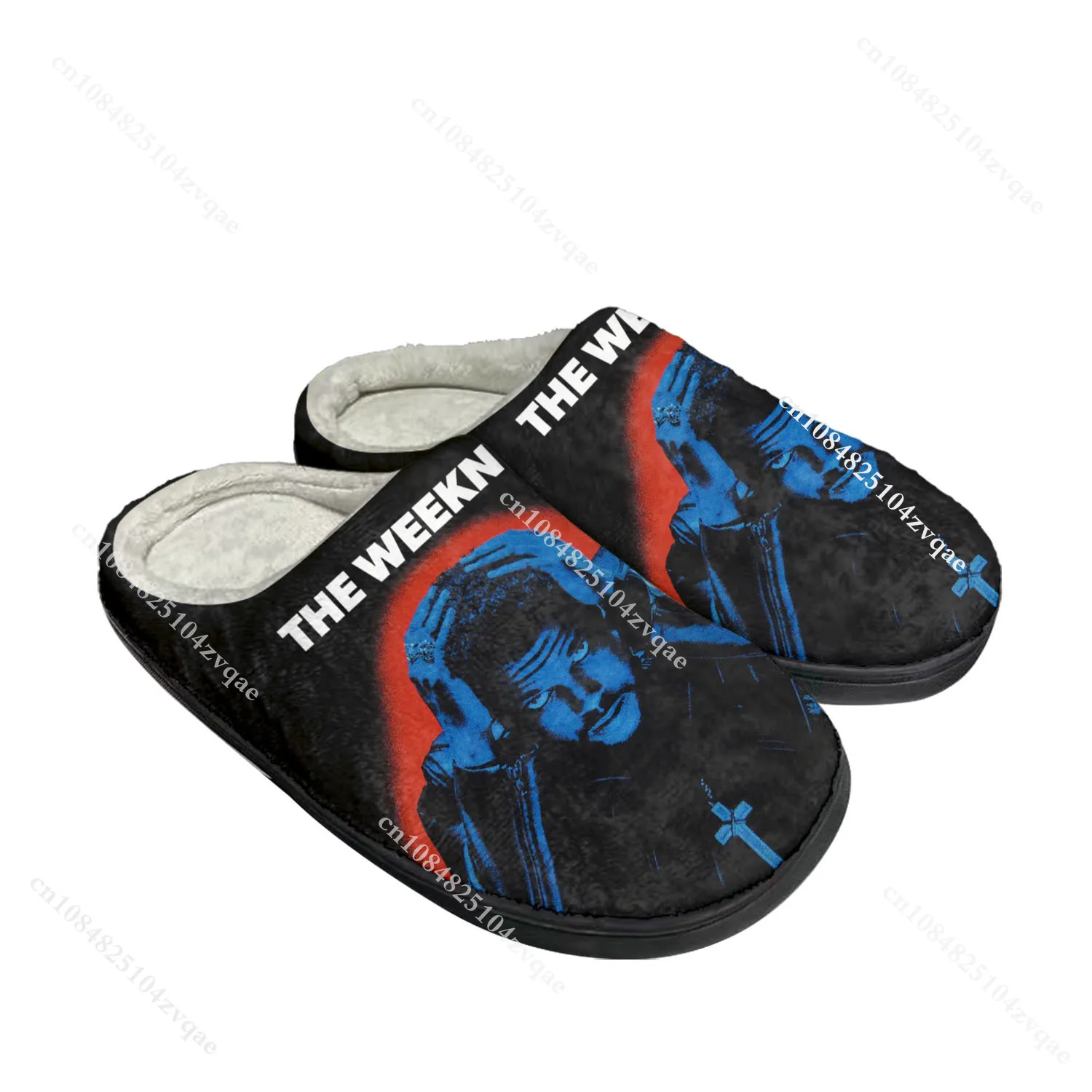 The Weeknd Singer Pop Home Cotton Custom Slippers Mens Womens Sandals Plush Bedroom Casual Keep Warm Shoe Thermal Slipper Black