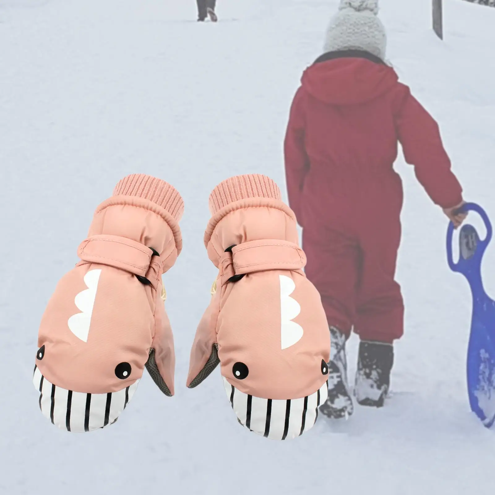 Kids Winter Gloves Nonslip Warm Thickened Gloves Fleeced Lined Snowboard Gloves