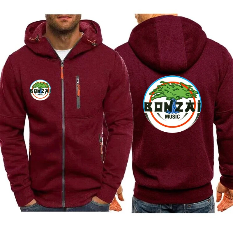 Hoodies Men Jacket Bonzai Records Music Print Casual HipHop Harajuku Hooded Sweatshirts Mens Zipper Jacket Man Hoody Clothing 6