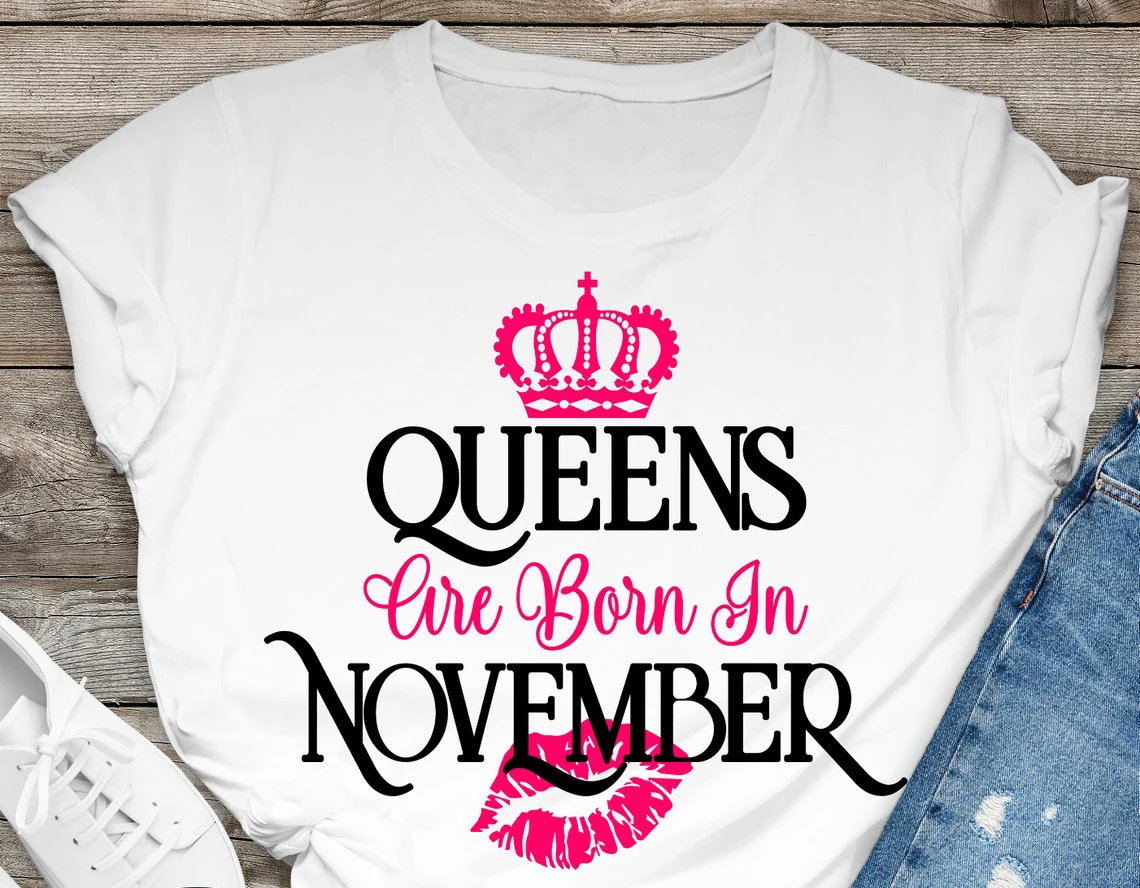 

Queens Are Born In August/September/March/November Graphic Print Tshirt Women'S Clothing Sexy Lips Birthday Gift T Shirt Femme