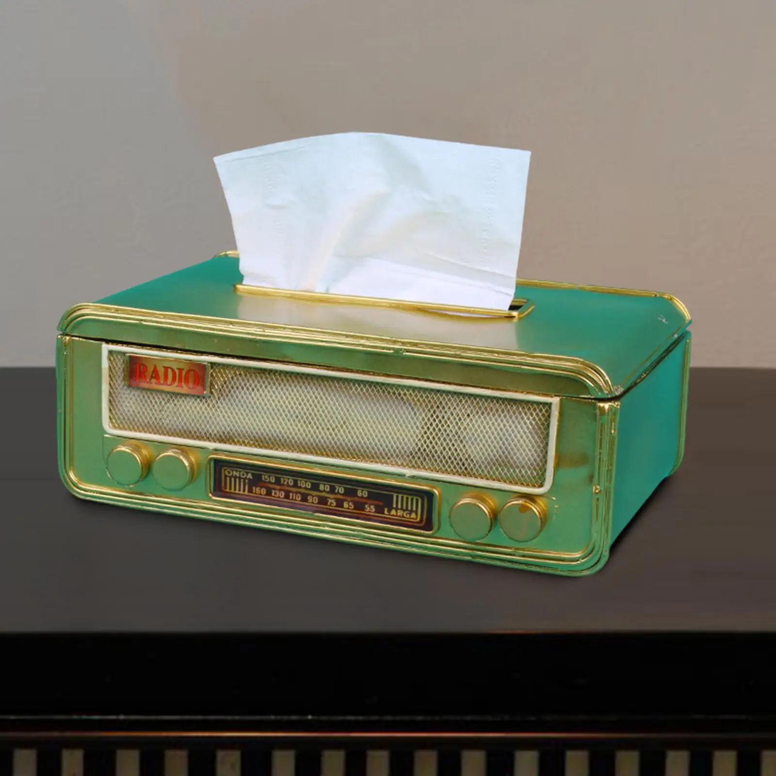 Radio Tissue Box Cover Retro Rectangular Tissue Box Holder Radio Shape Retro Paper Dispenser for Home Decor Ornaments 5