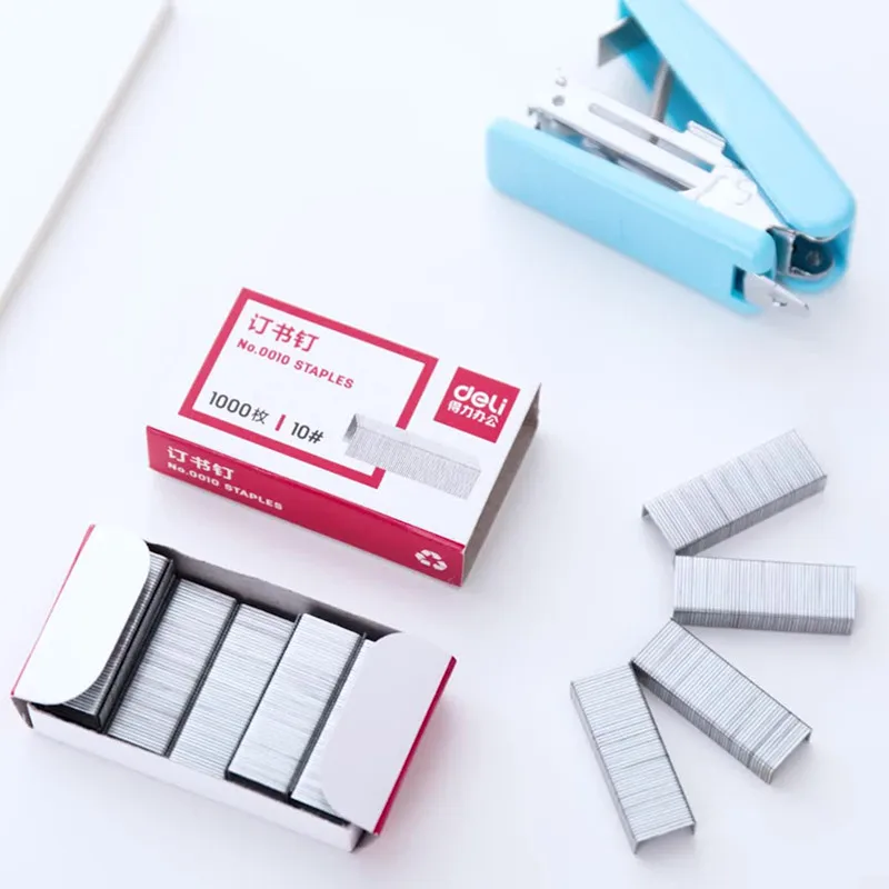 Deli 1000pcs Boxed Small 10# Staples For Mini Stapler School Office Supply Stationery Business Files Binding Tool Student Gift stapler pin