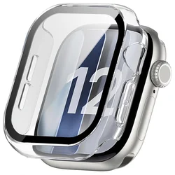 Enhanced PC Full Cover Watch Case with Tempered Glass Screen Protector, Anti‑Scratch Shell for Series 12 46mm (Transparent 11)