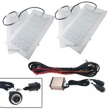  Universal 12V Car Seat Heater Kit Fit 2 Seats Carbon Fibe Alloy Wire Fast Heating Pads 6-Levels Round Control Switch System 