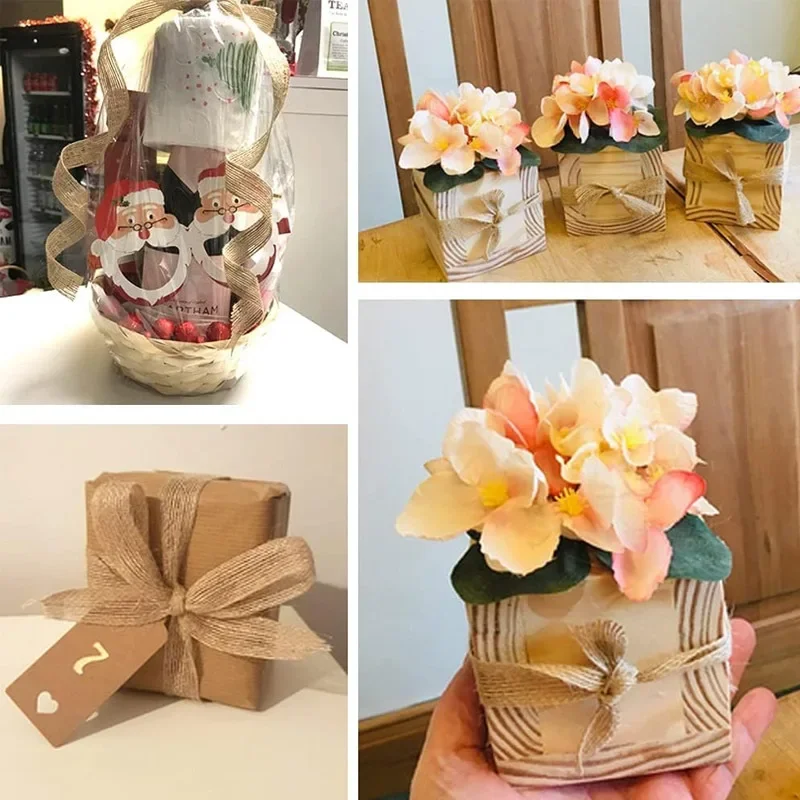 10M 15-50mm Gift Ribbon Natural Jute Ribbon for Bows Christmas Roll DIY Vintage Wedding Apparel Sewing Supplies Ribbons