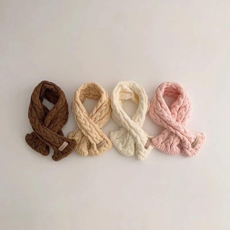 Korean Children's Neck Protection Autumn Ins Twist Knitted Baby Boys Girls Cross Scarf Winter Warm Windproof Scarf