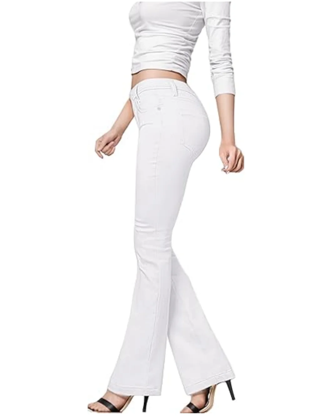Women Flare Pants Dress With Pockets Stretch Pencil Bootcut Bell Bottom Trousers Flared Jeans Work Casual 1